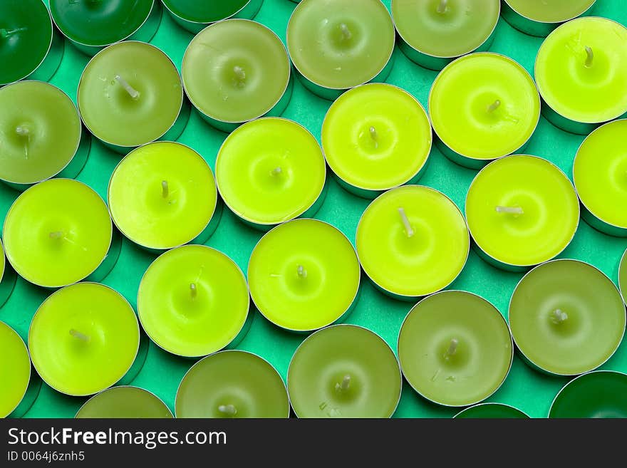 Grouping of green candles