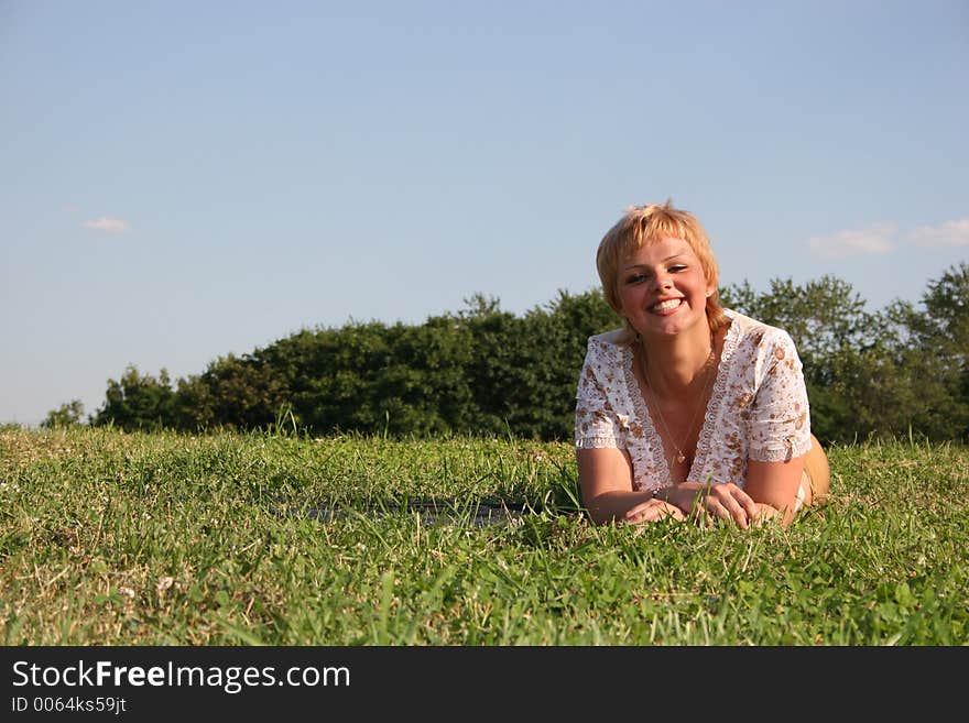 Smile girl on grass