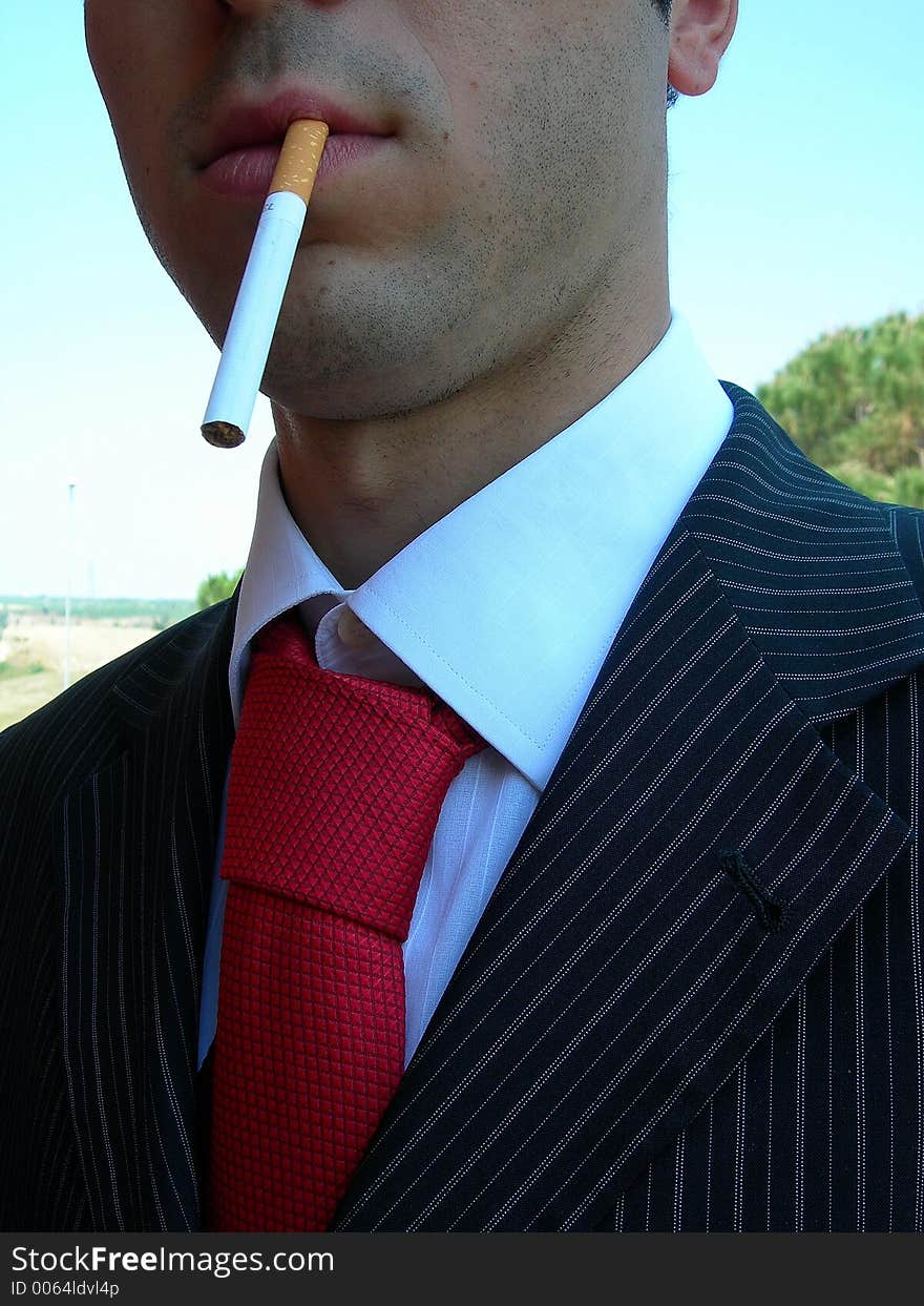 Man and cigarette