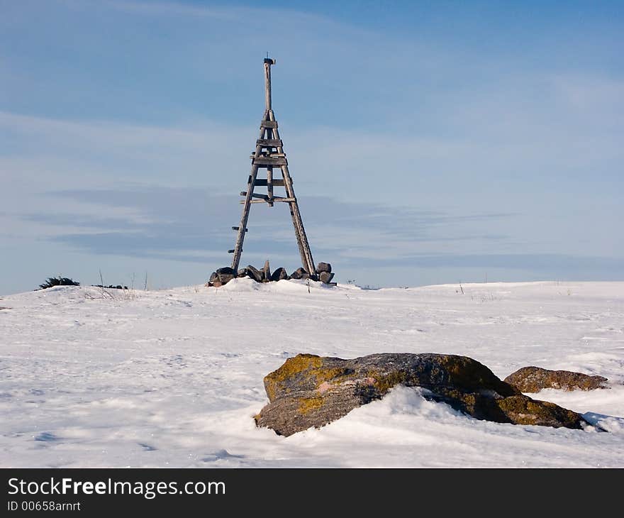 Triangulation point on islands, White Sea, Russia