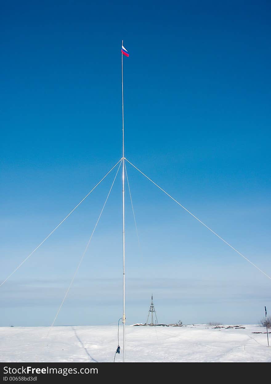 Antenna on island, White Sea, Russia