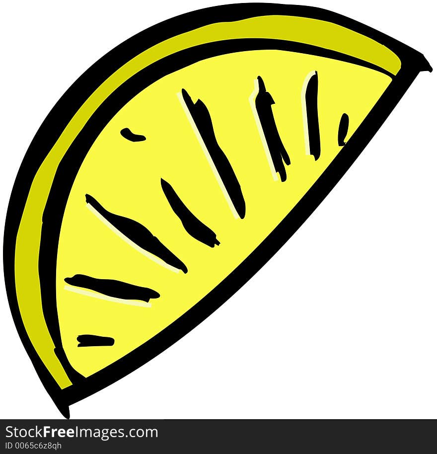 This illustration depicts a slice of lemon. This illustration depicts a slice of lemon.