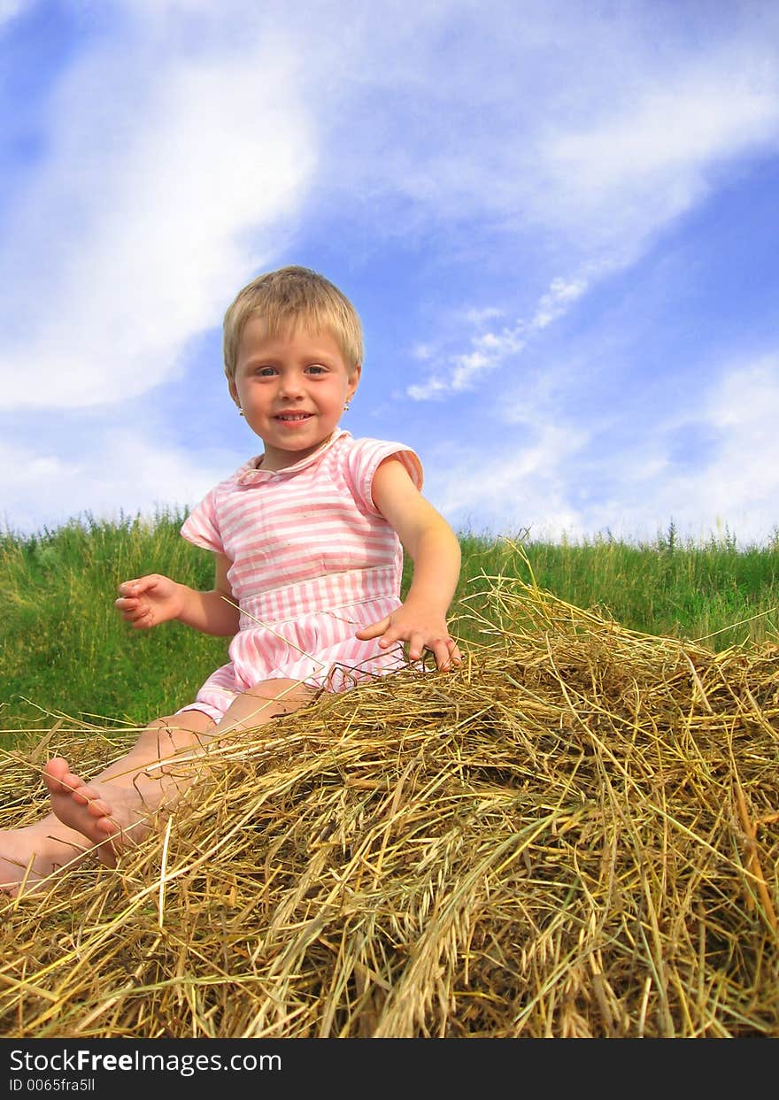 Girl on hayrack