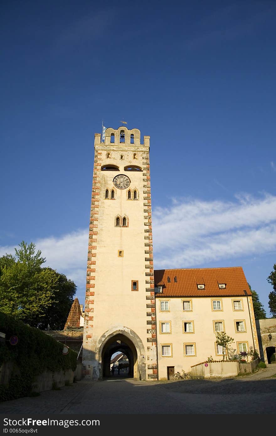 Clock tower blue sky background. Clock tower blue sky background