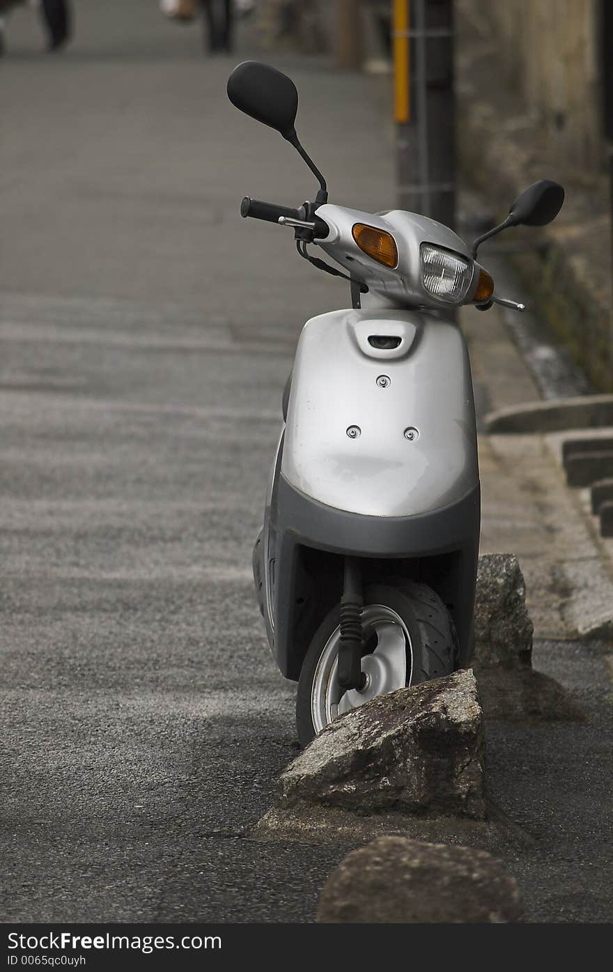 Silver scooter