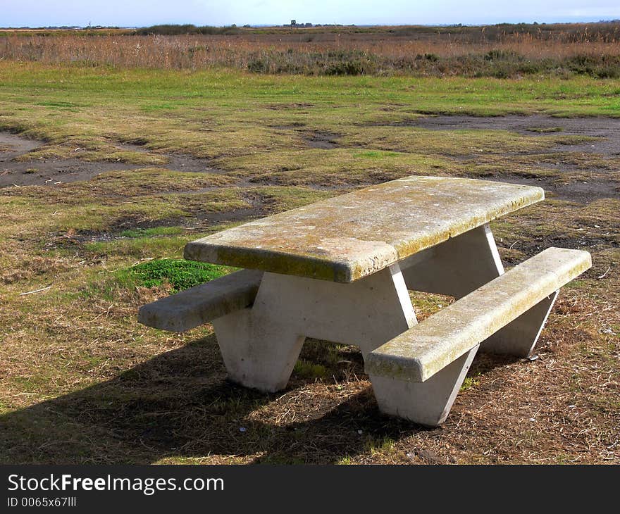 An old picnic table in a lonely and isolated spot. Country South Australia.