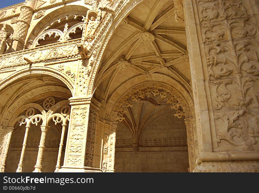 Gallery in monastery of jeronimos in belem, lisbon