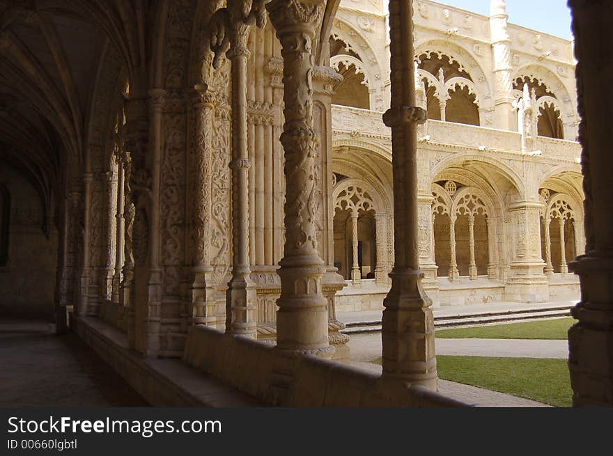 Gallery in monastery of jeronimos in belem, lisbon