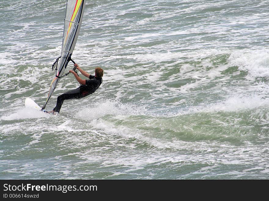 Windsurfer off Sussex coast. Windsurfer off Sussex coast