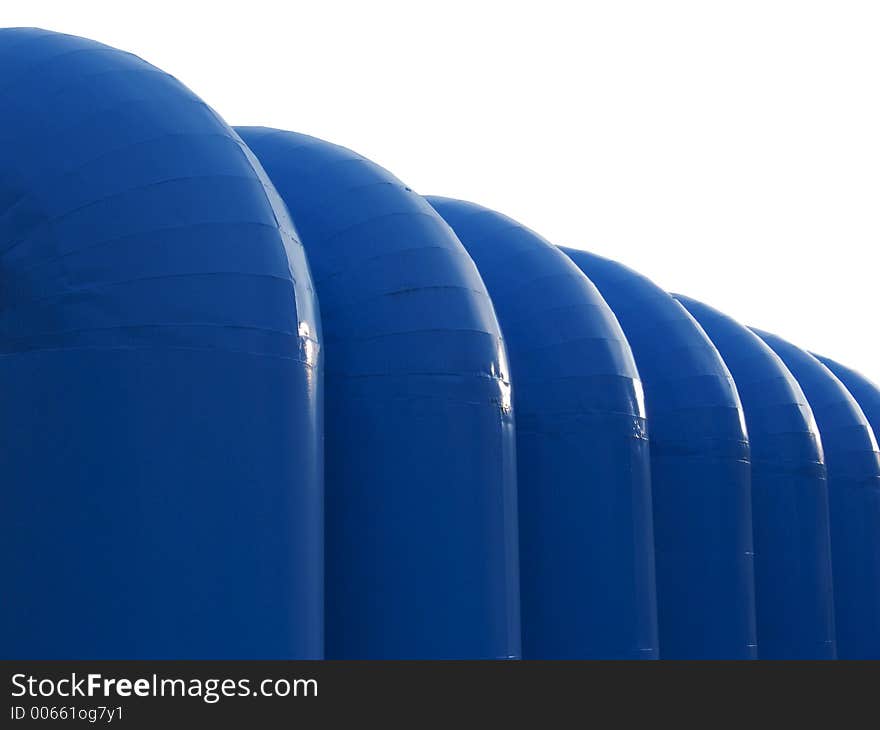 Detail of round blue aerating pipes. Detail of round blue aerating pipes