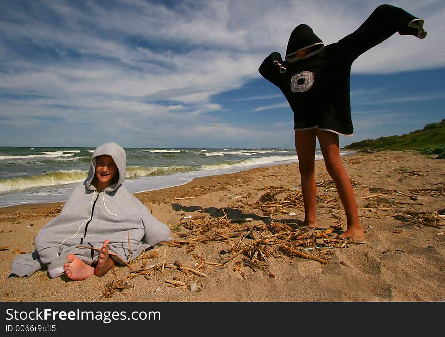 Playing On Beach