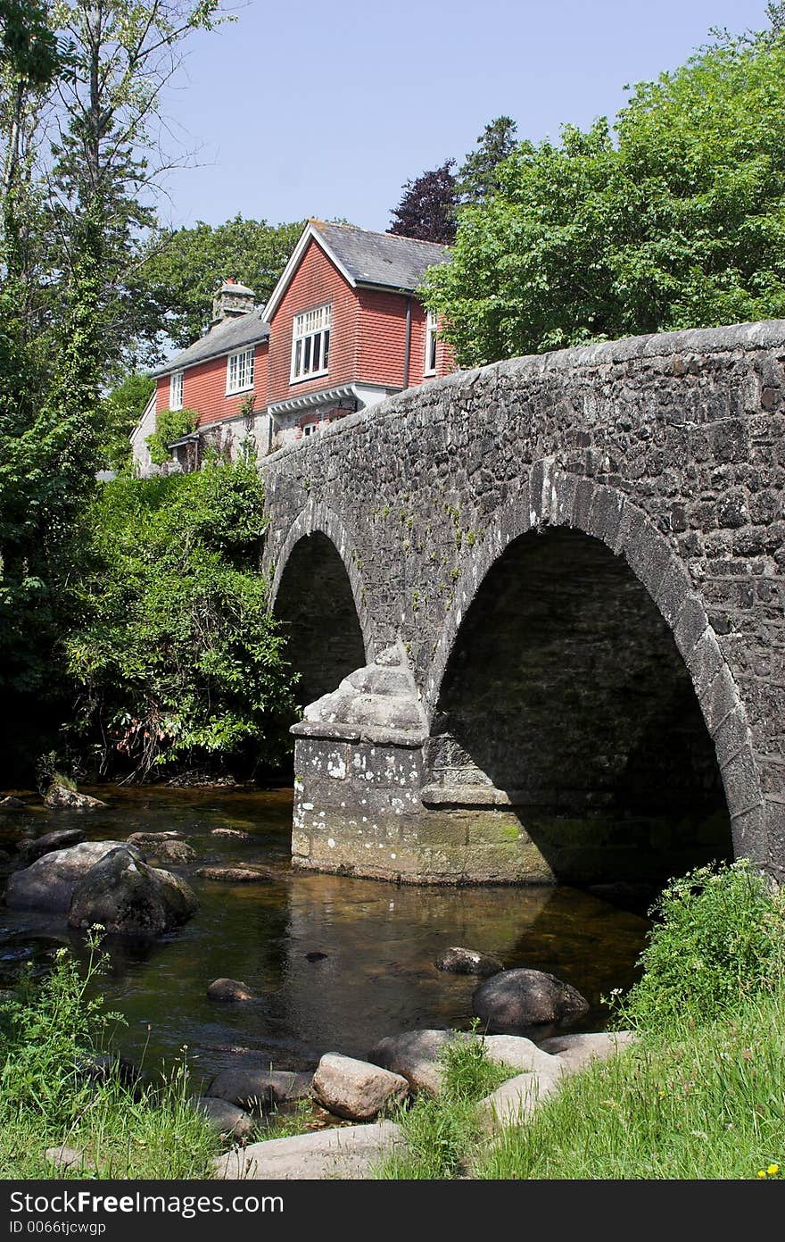 Bridge & cottage & stream