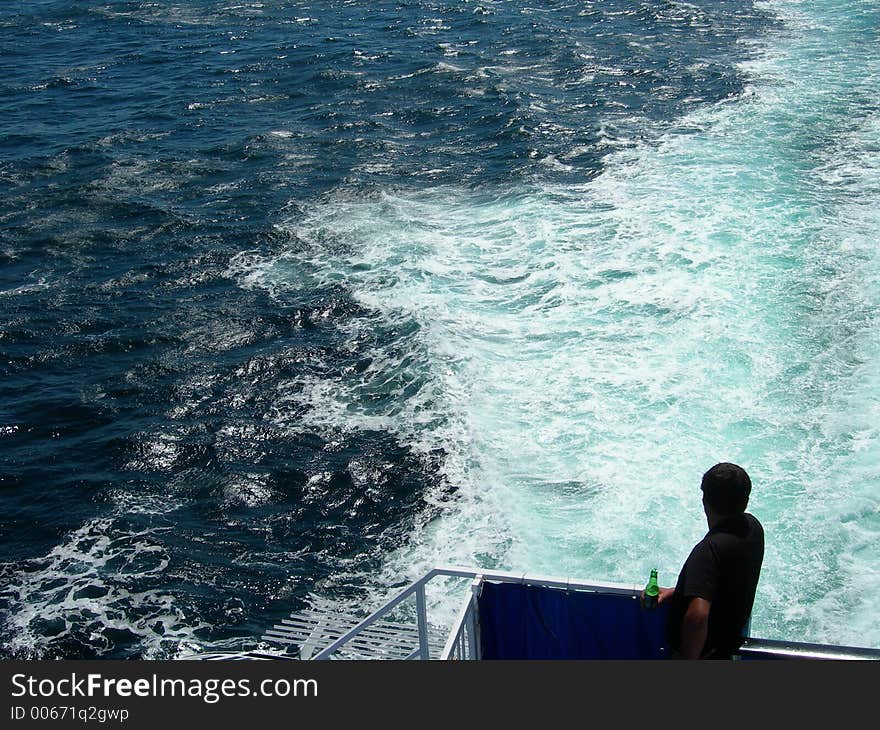 Man drinking beer on cruise ship. Man drinking beer on cruise ship