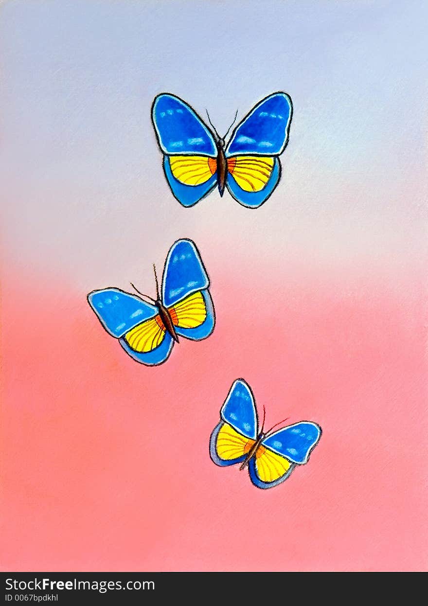 Blue And Yellow Butterflies