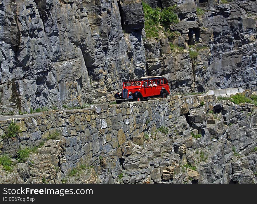 Red Bus on Cliff Road