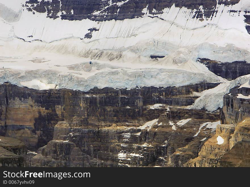 Glacier on one of the mountains in Banff National Park