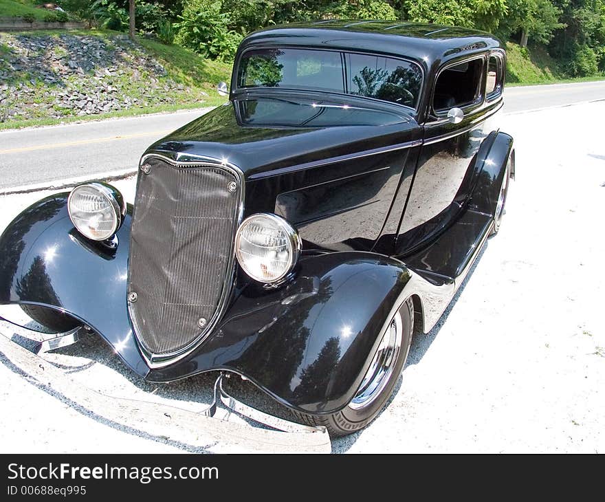 Vintage antique black automobile. Vintage antique black automobile