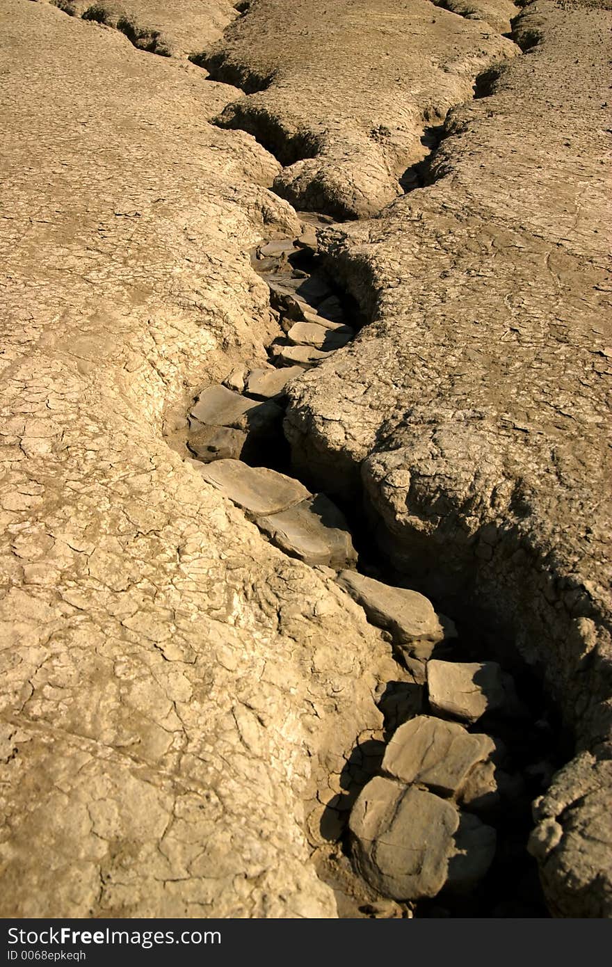 Dry mud valley from Mud Volcanoes - Buzau, Romania (unique geological phenomenon in Europe where the earth gas reaches the surface thrhu hills makeing small Mud volcanoes)