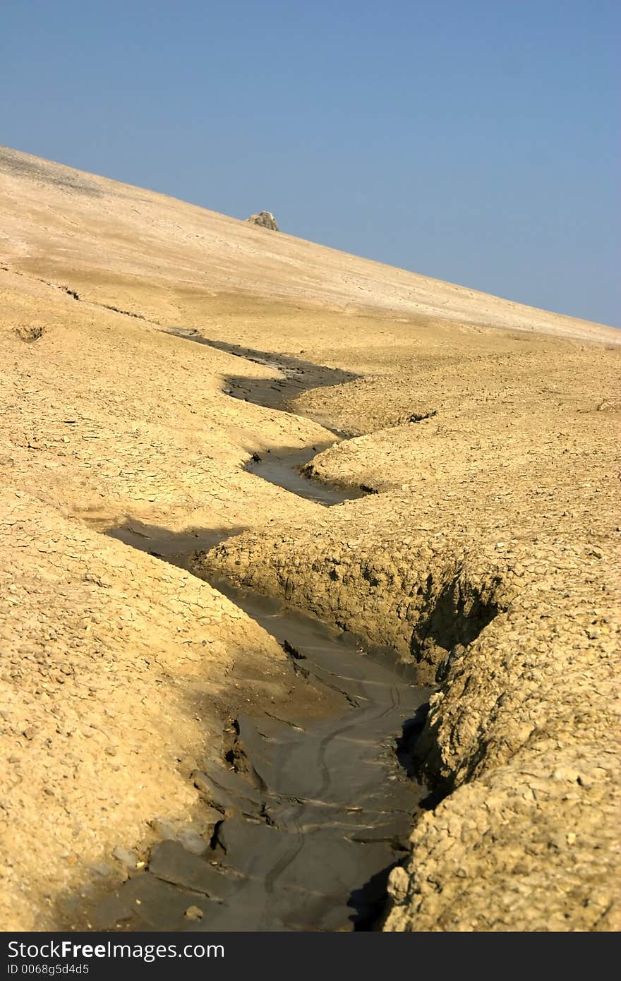 Mud valley portrait from Mud Volcanoes - Buzau, Romania (unique geological phenomenon in Europe where the earth gas reaches the surface through hills making small Mud volcanoes)