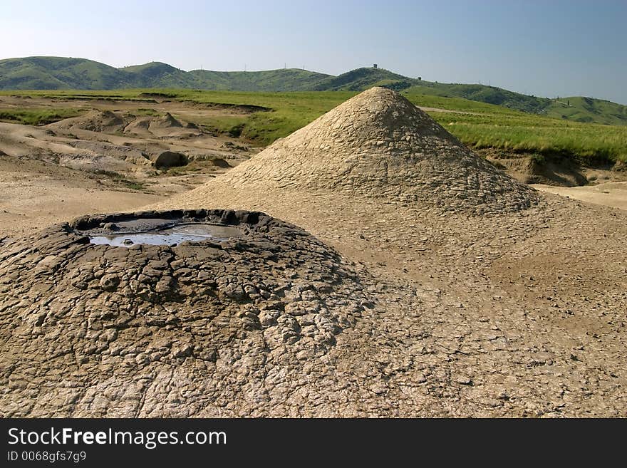 Selenian landscape from Mud Volcanoes - Buzau, Romania (unique geological phenomenon in Europe where the earth gas reaches the surface through hills making small Mud volcanoes)