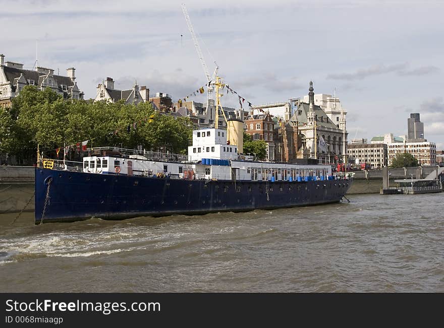 An Old Ship On The River Thames, London