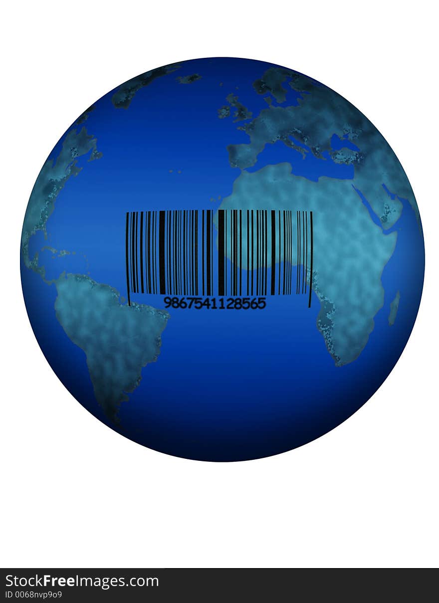 A barcoded earth with shadow. A barcoded earth with shadow