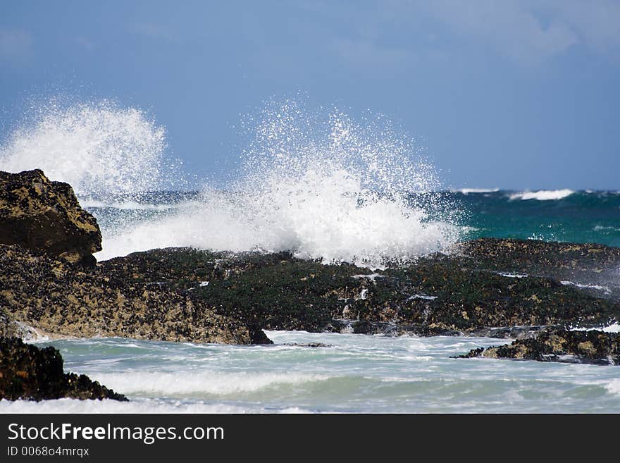 Breaking Wave on Rocks