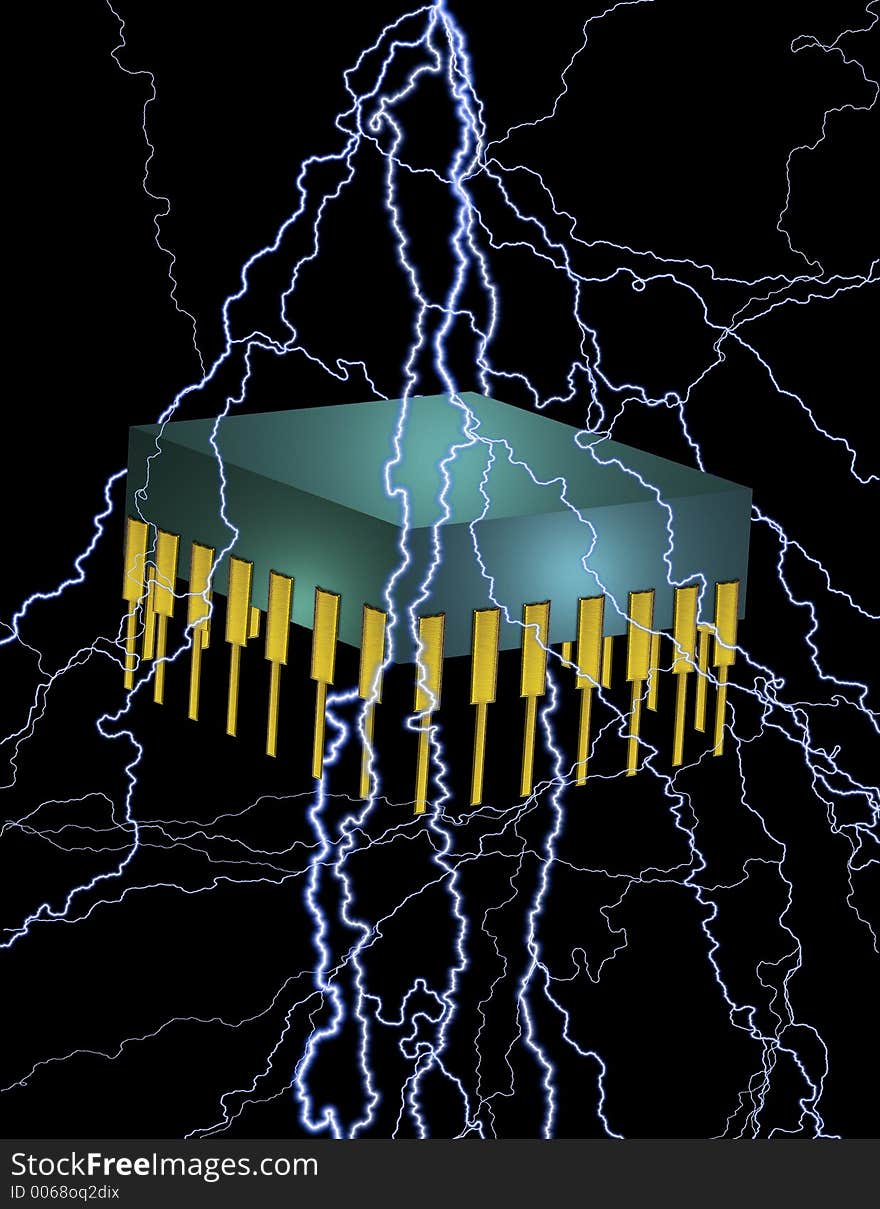 A voltage charged electronic chip. A voltage charged electronic chip