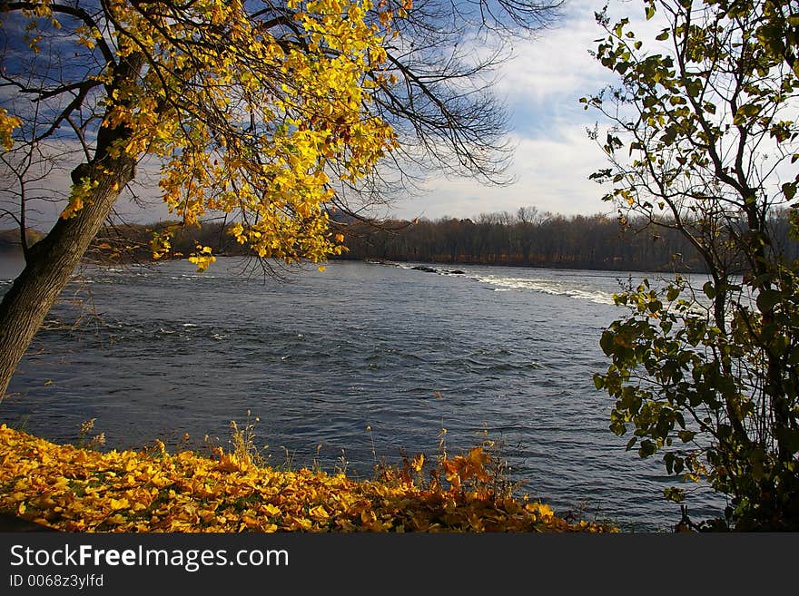 Mckee's Rocks on the Susquehanna River is best seen from a rest stop and picnic area located on Route 11/15, Snyder County, Pennsylvania