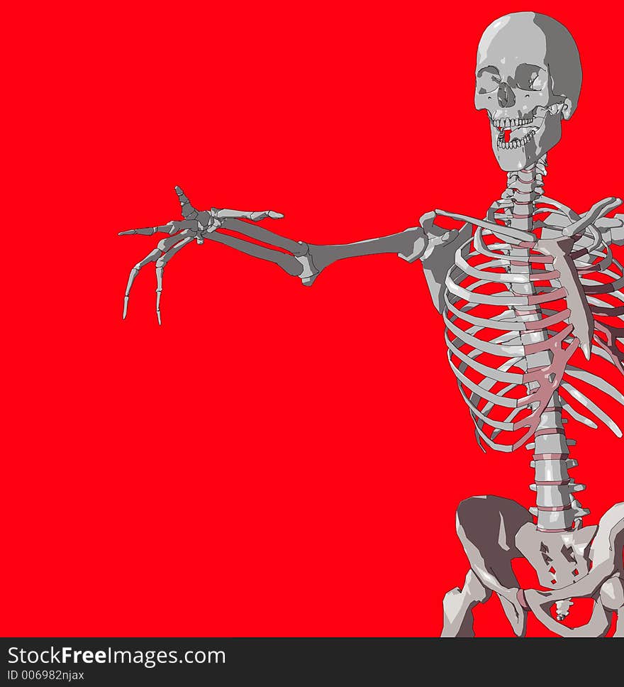 A skeleton in a pose. A skeleton in a pose.