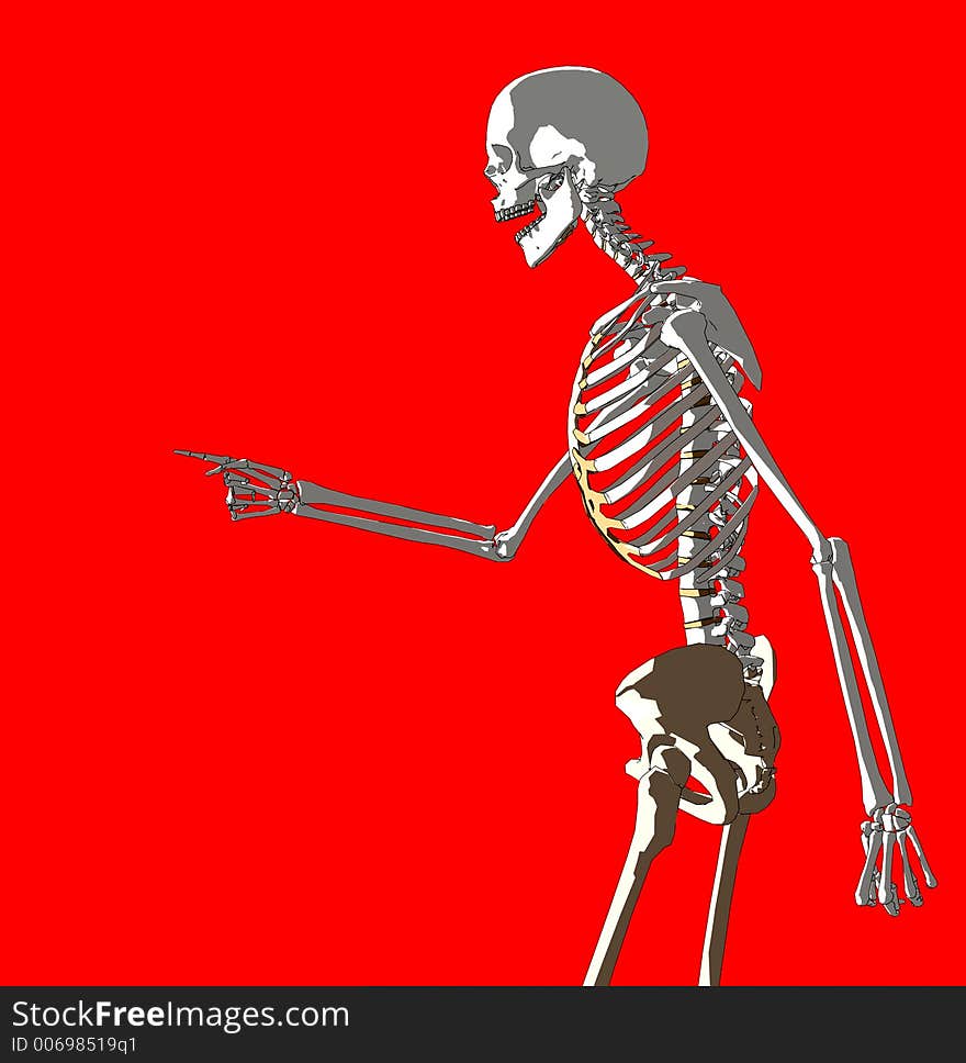 A skeleton in a pose. A skeleton in a pose.