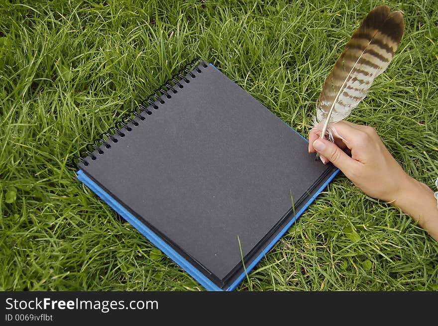 Black Notebook In Grass