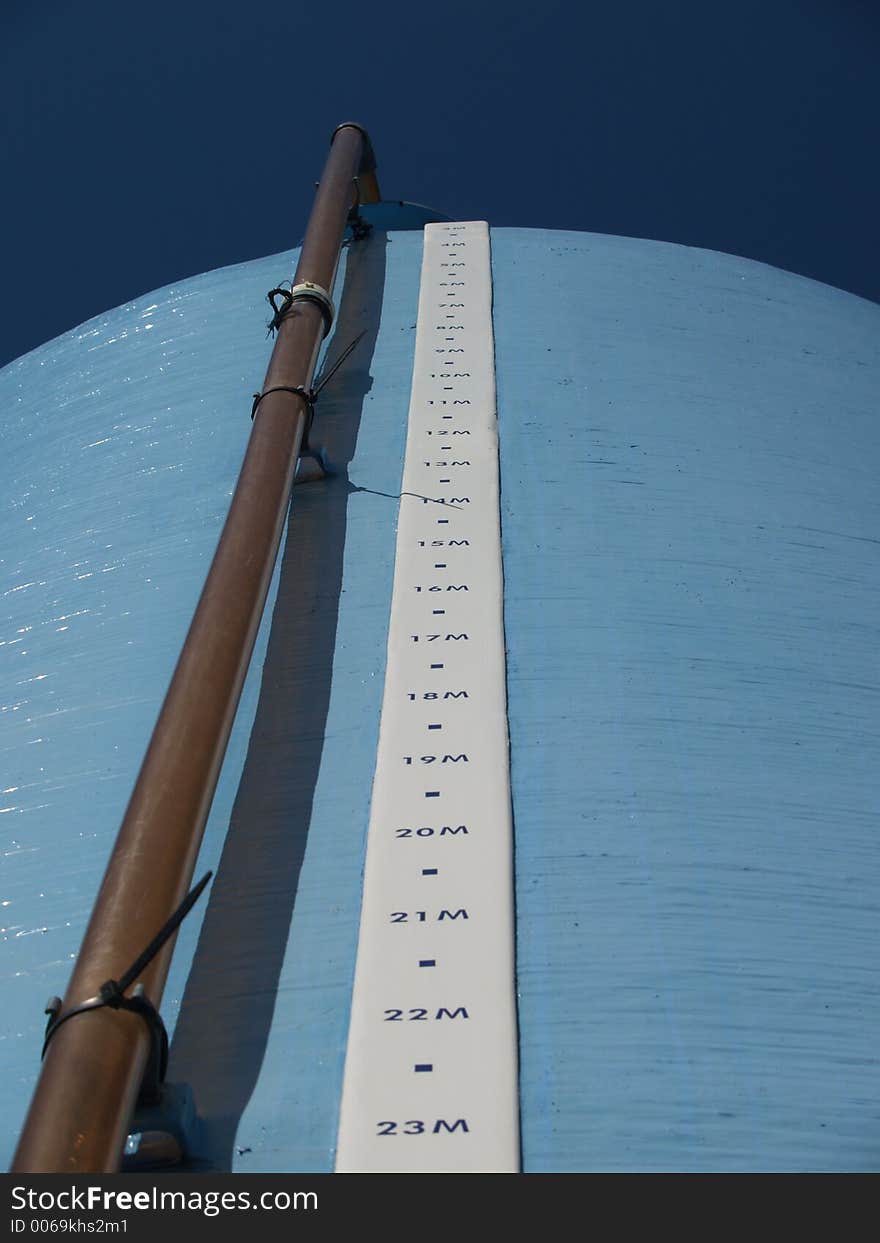 Blue cistern with capacity measurement