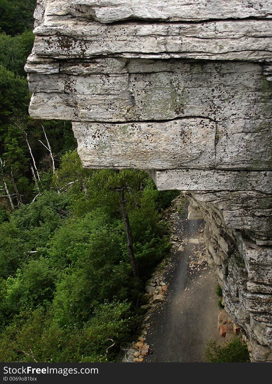 View from the edge of sandstone cliff , MInnewaska state park, ny