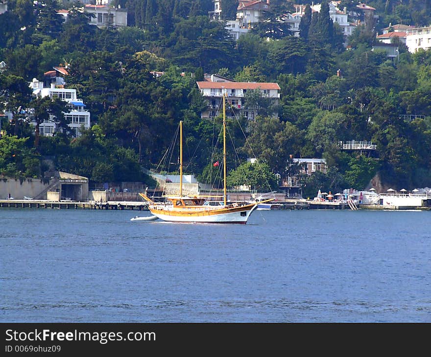 A yatch with the view of an island on the Marmara Sea. A yatch with the view of an island on the Marmara Sea