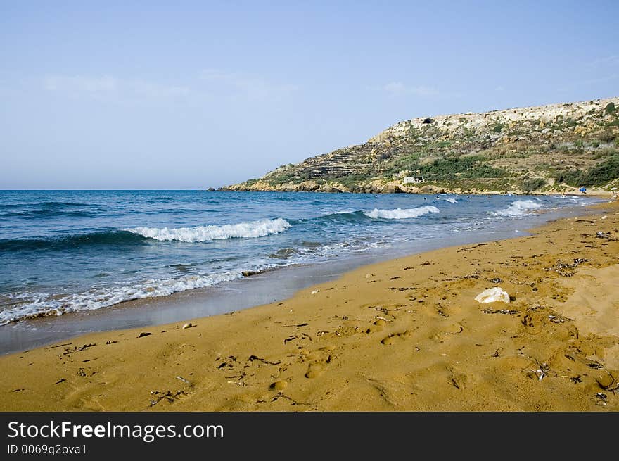 Waves on a sand beach. Waves on a sand beach