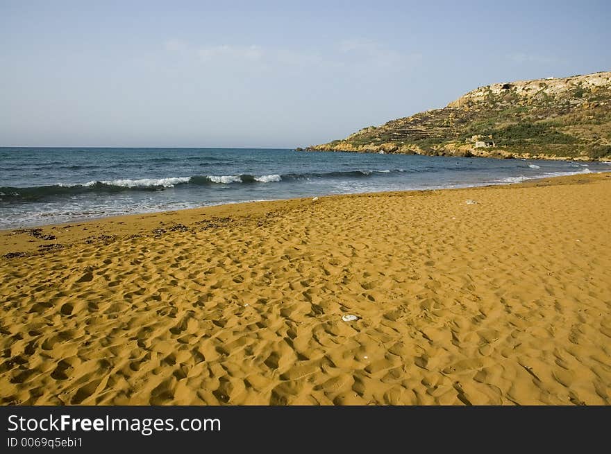 Waves on a sand beach. Waves on a sand beach