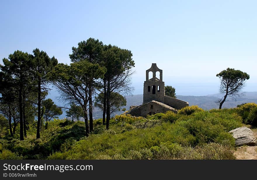 Romanesque church of Santa Helena de Rodes, Catalonia, Spain