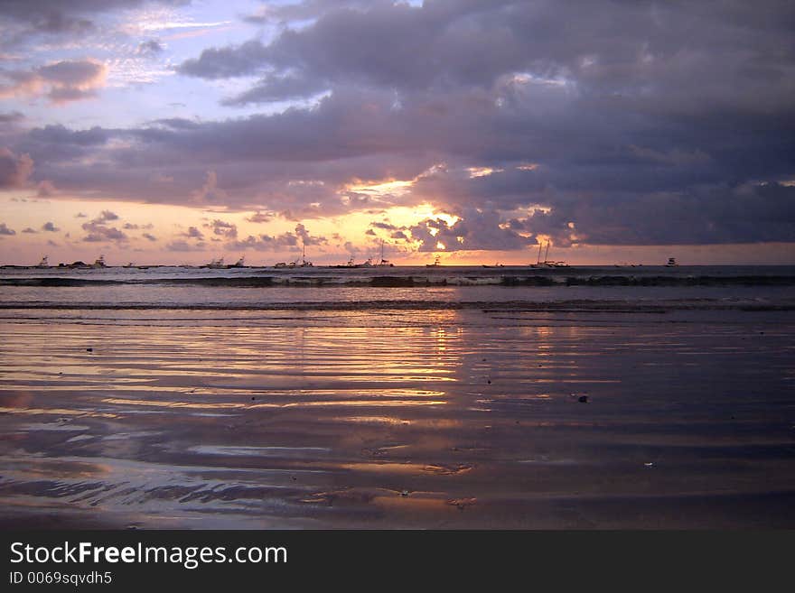 Vanila sunset and boats