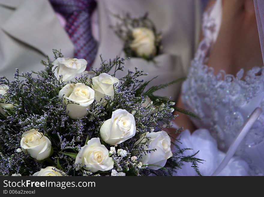 Wedding bouquet from white roses