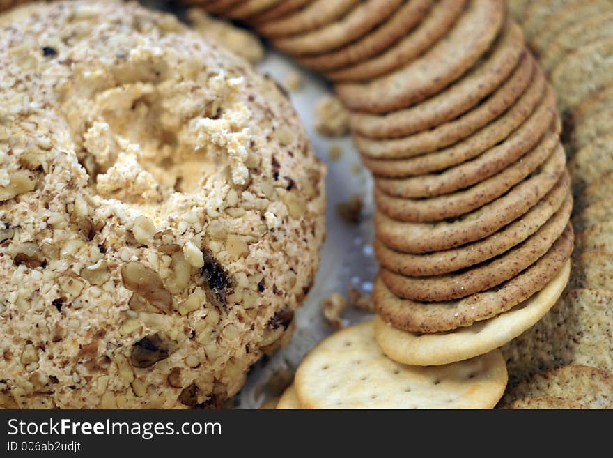 A platter of cheese and crackers