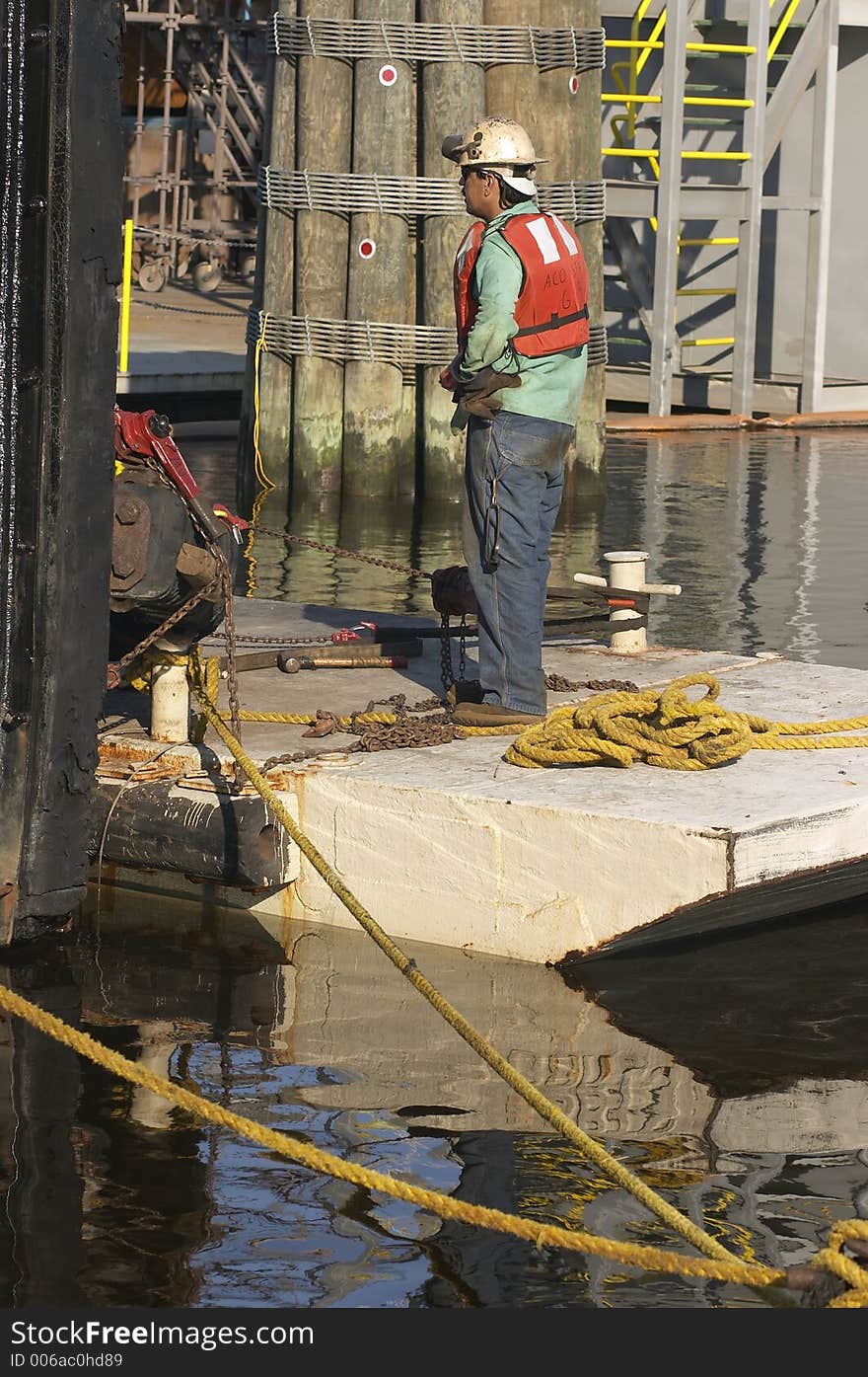 Man on work float