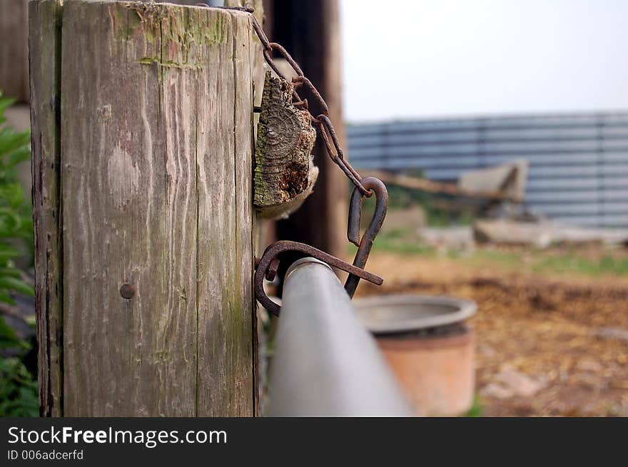 Detail of a gate on a farm. Detail of a gate on a farm