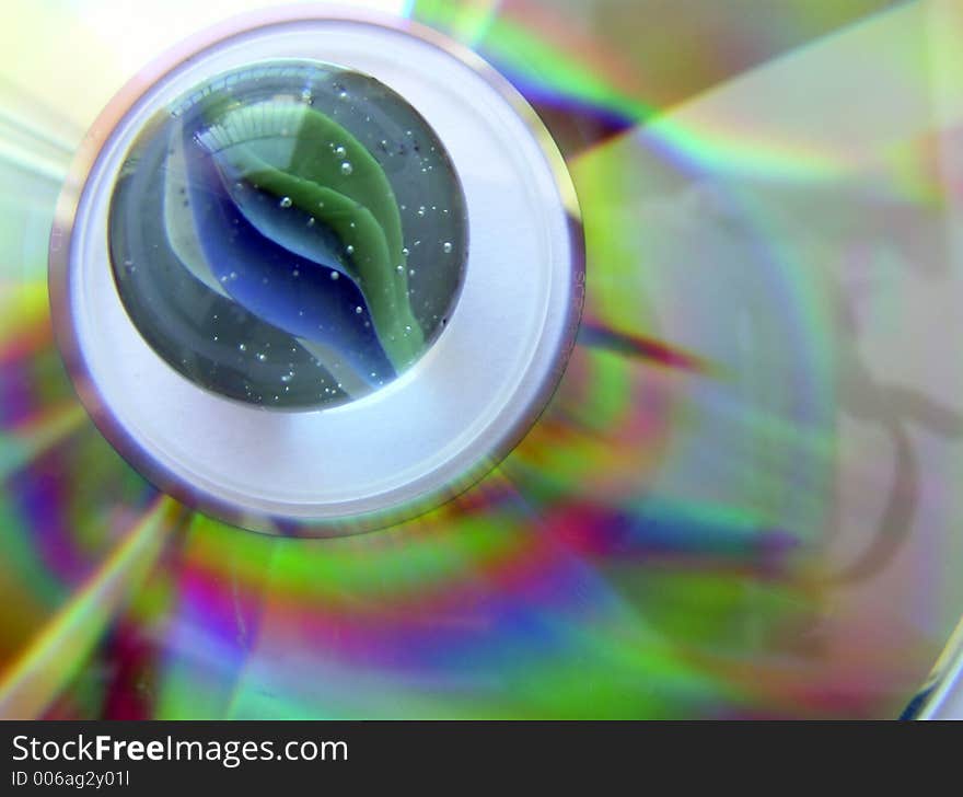 Colourful ball on compact disc. Colourful ball on compact disc