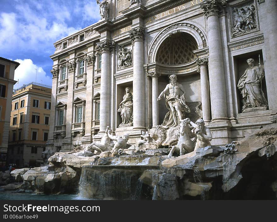 This is a beautiful shot of the Trevi Fountain in Rome, Italy, captured on a glorious sunny day. This is shot on medium-format slide film and scanned, for maximum resolution at larger print sizes.