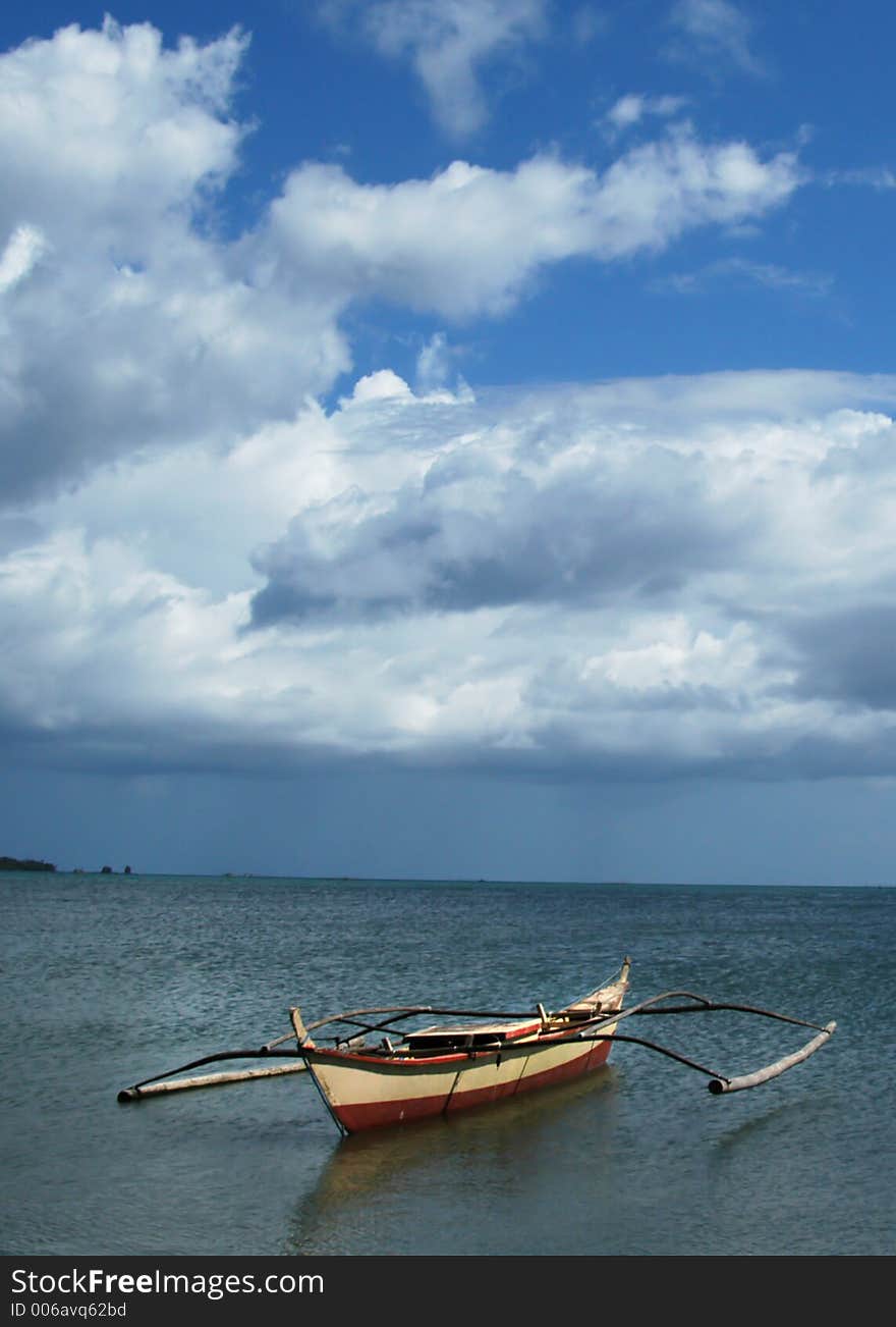 Fishing boat during low tide