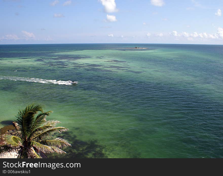 Spectacular ocean view from atop the overseas railroad bridge in Bahia Honda