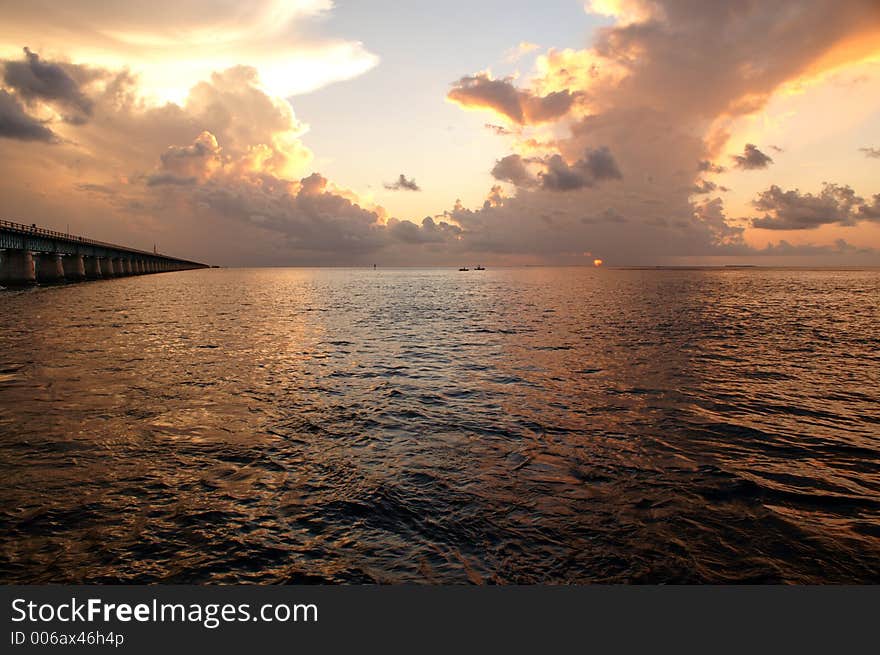 Magnificent Key West ocean view Sunset near seven mile bridge. Magnificent Key West ocean view Sunset near seven mile bridge