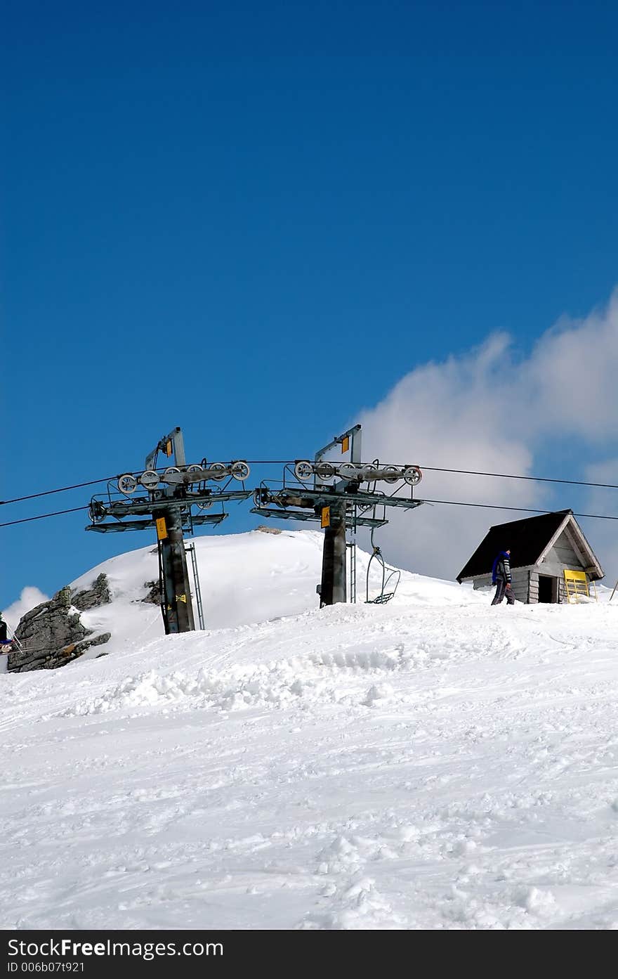 Ski lift on the top of mountain