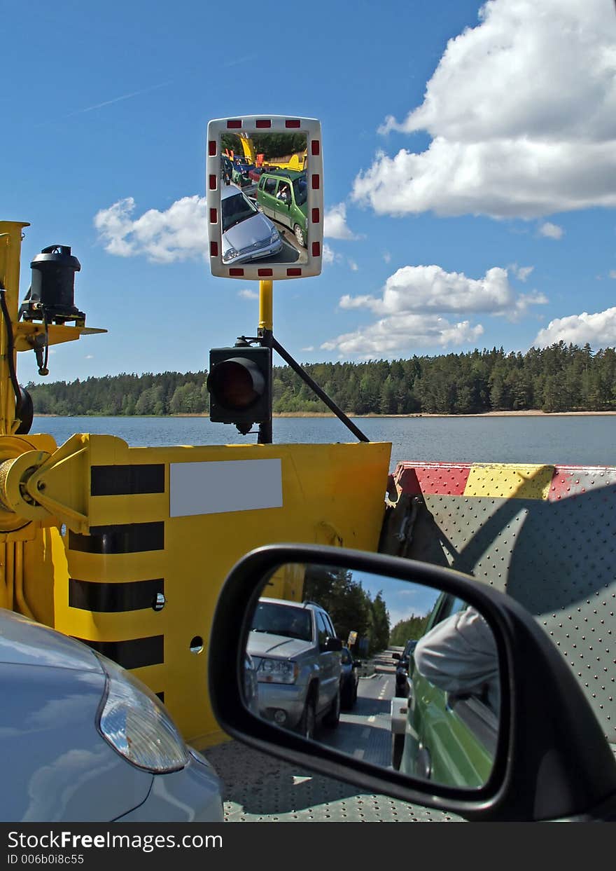 Cars transported to island on a ferry. Cars transported to island on a ferry